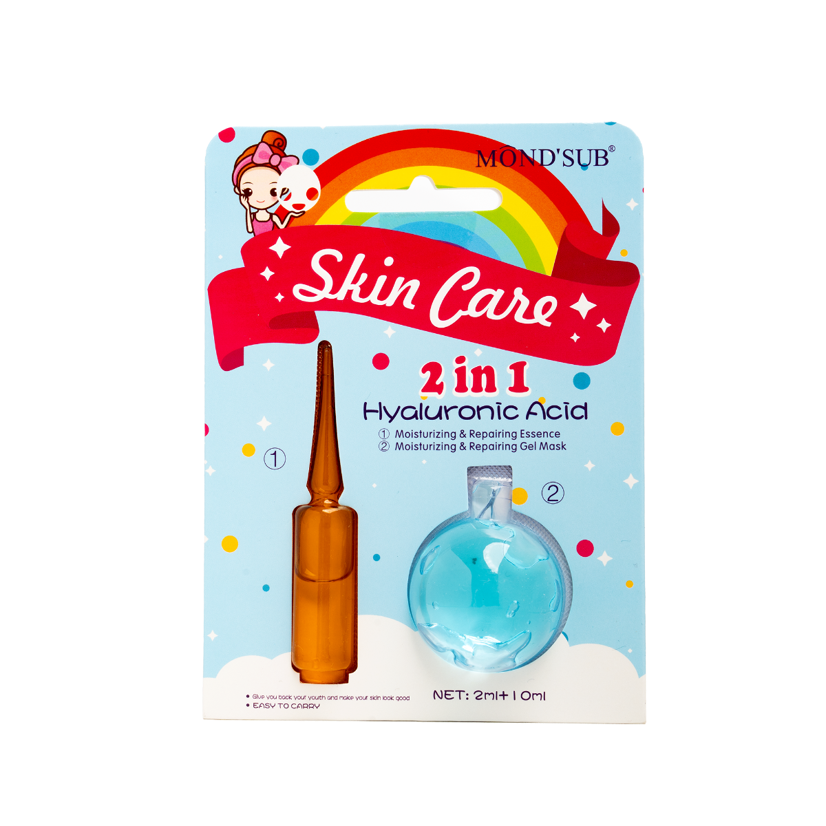 Set masca cu acid hialuronic si lotiune reparatoare, 12ml, Mondsub