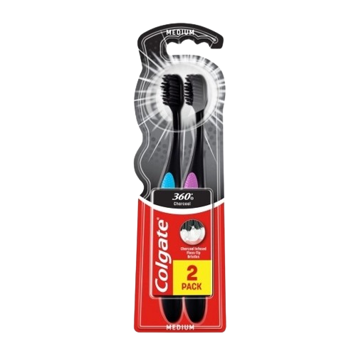 Set periute de dinti 360 Charcoal Medium, 2 bucati, Colgate