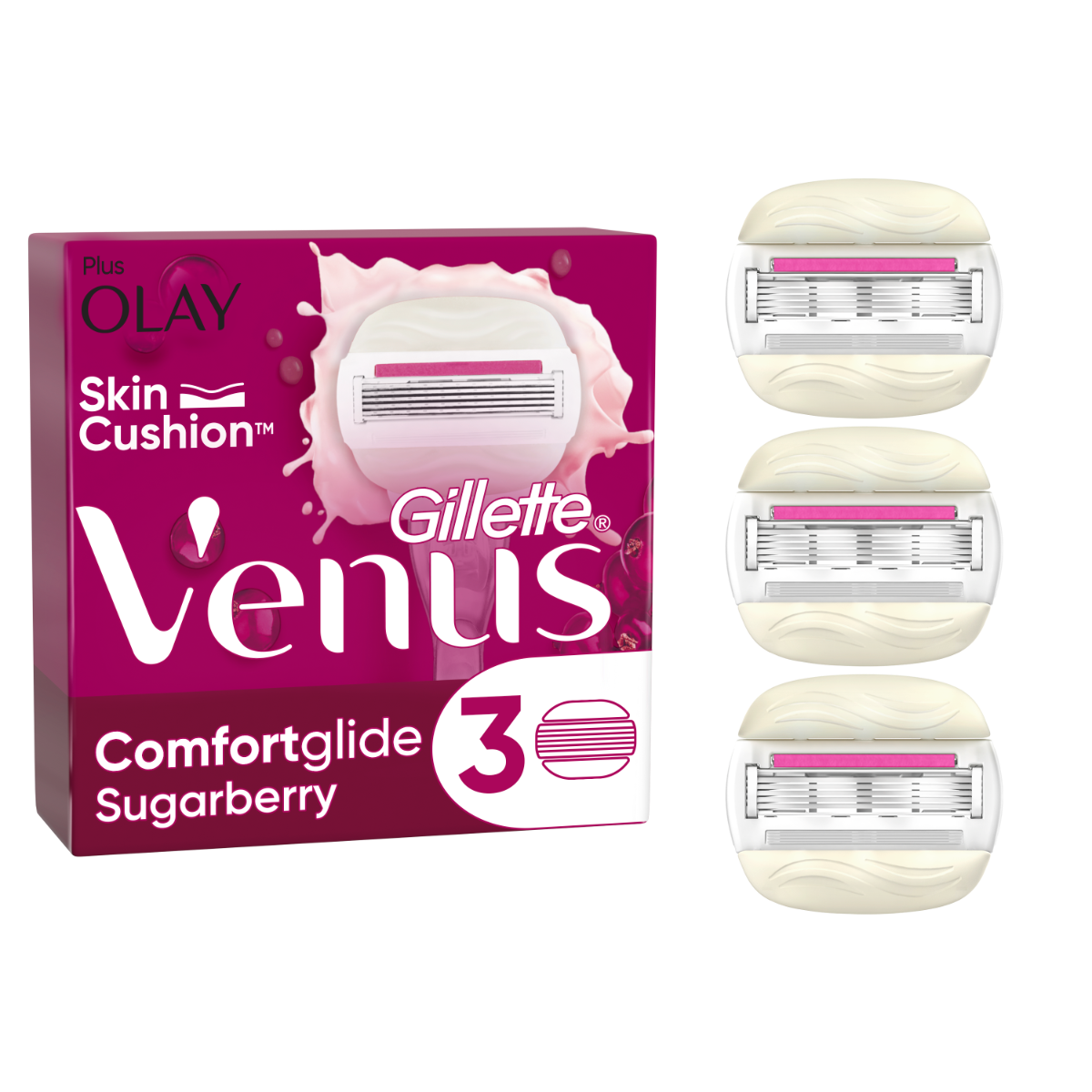 Set rezerve aparat de ras Venus ComfortGlide Sugarberry, 3 bucati, Gillette