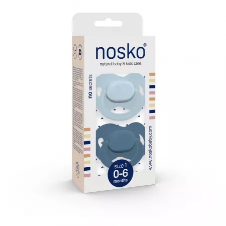 Set suzete pentru bebelusi 0-6 luni, Baby blue & Albastru, 2 bucati, Nosko Baby