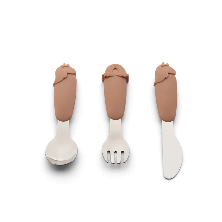 Set tacamuri din inox si silicon - Unicorn Blush Pink, 3 piese, Citron