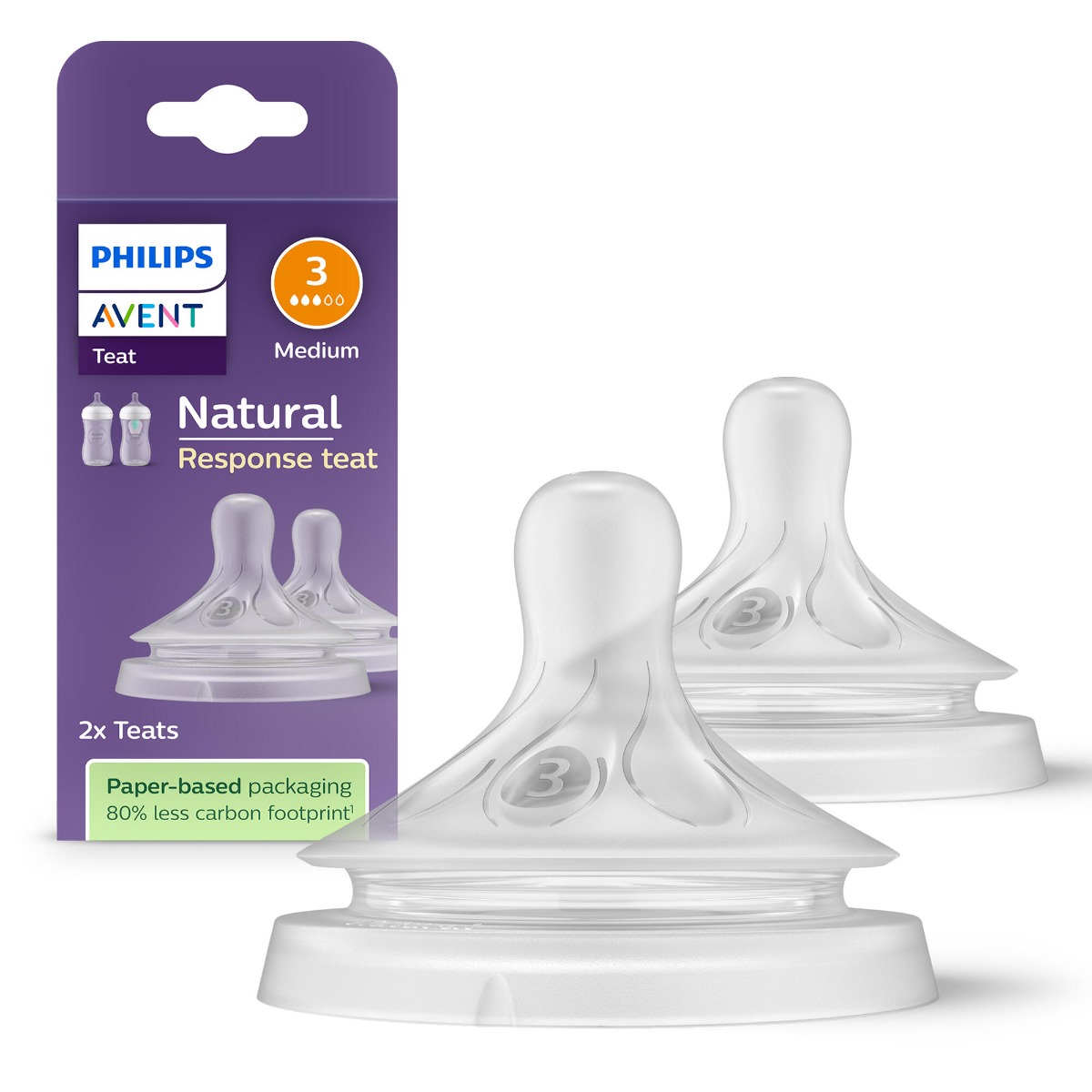Set tetine cu debit lent pentru +1 luna Natural Response SCY963/02, 2 bucati, Philips Avent