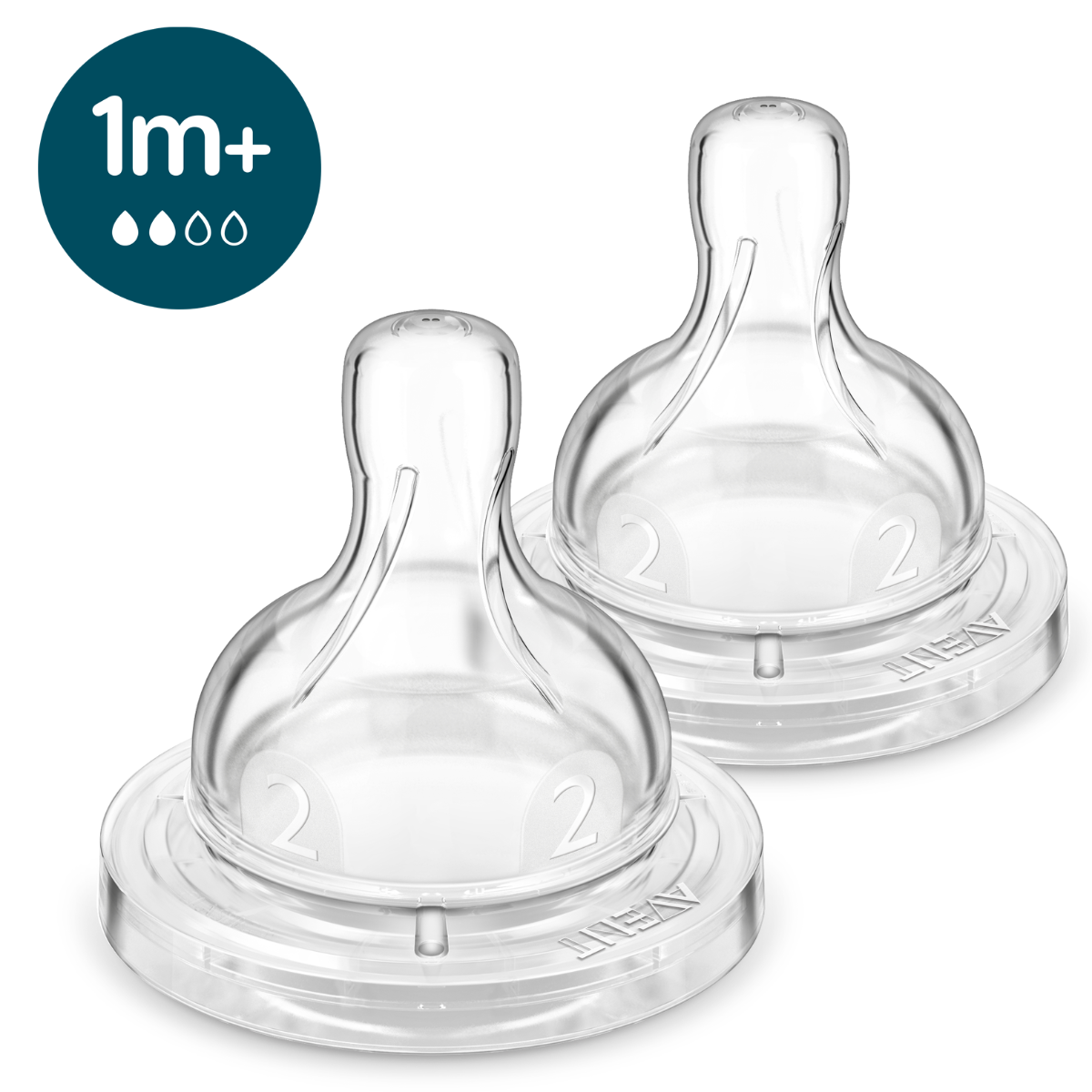 Set tetine cu debit lent pentru +1 luni Classic SCY762/02, 2 bucati, Philips Avent