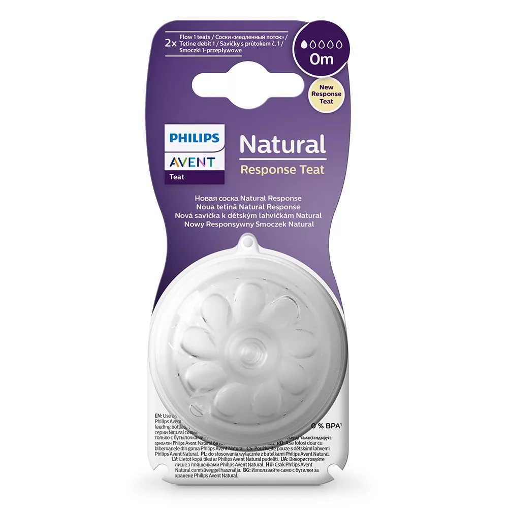Set tetine pentru 0 luni primul debit 1 Natural Response SCY961/02, 2 bucati, Philips Avent