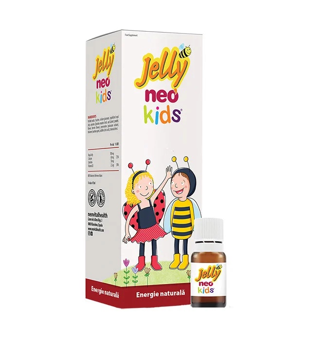 Sirop Jelly pentru crestere cu laptisor de matca si spirulina, 10ml, 14 fiole, Neo Kids