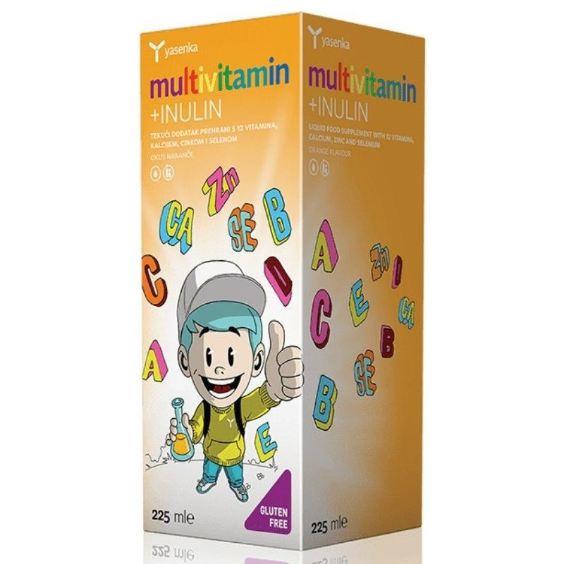 Sirop multivitamine copii cu inulina (prebiotic copii) susține digestia sănătoasă și energia la copii și adolescenți, 225ML Yasenka