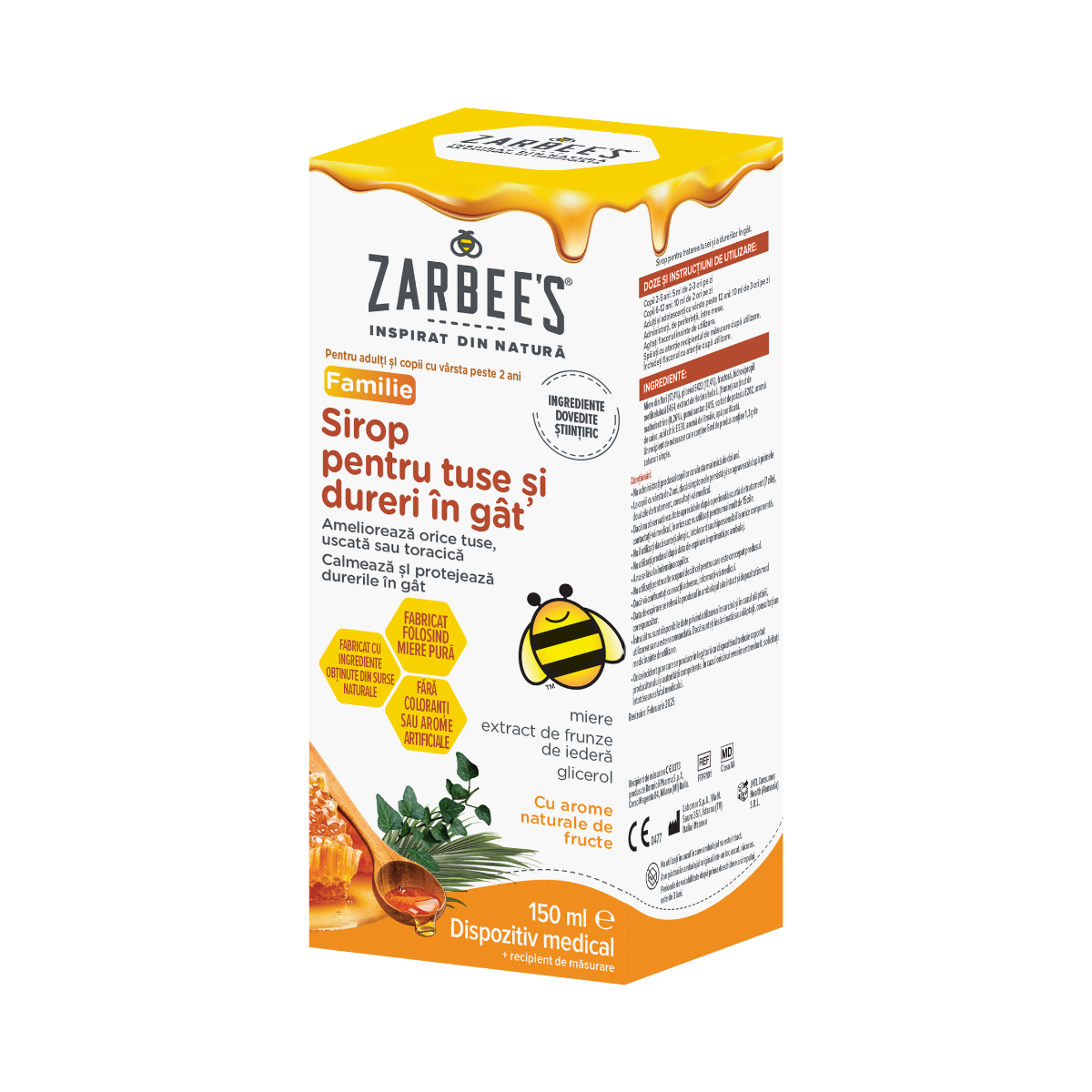 Sirop pentru tuse si dureri in gat, 150ml, Zarbee's