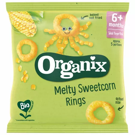 Snack Bio cu Porumb Dulce in forma de Inel 6+luni, Organix | 20 g