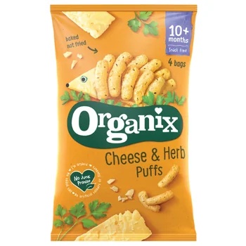 Snack din porumb cu branza si patrunjel bio, +10 luni, 60g, Organix