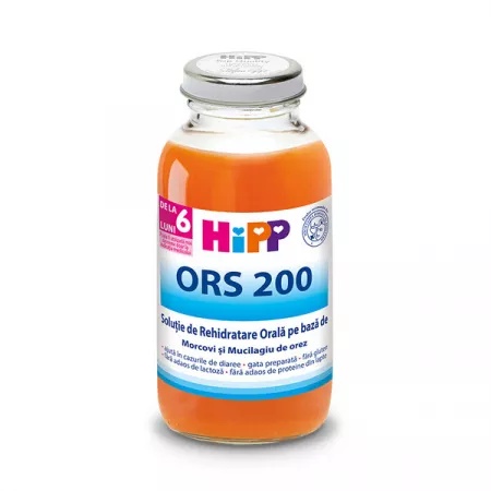Solutie de rehidratare orala pe baza de morcov si orez ORS 200, 200ml, Hipp