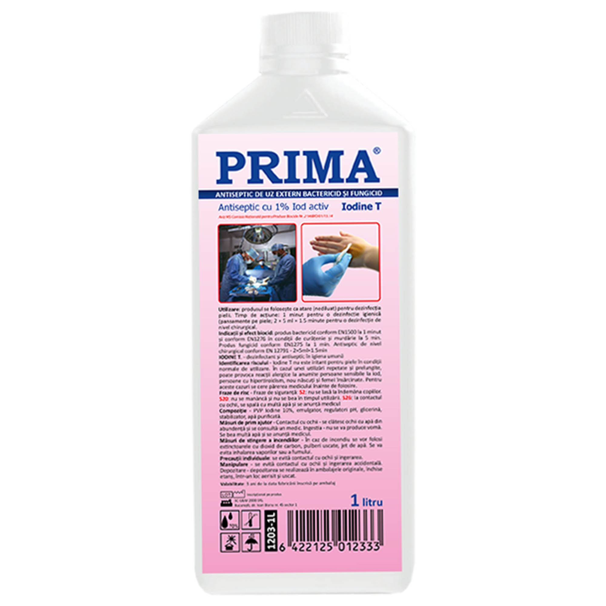 Solutie Iodine - T (Betadina) PRIMA, 10% PVP Iod, Dezinfectant Tegumente, 1 litru preparat