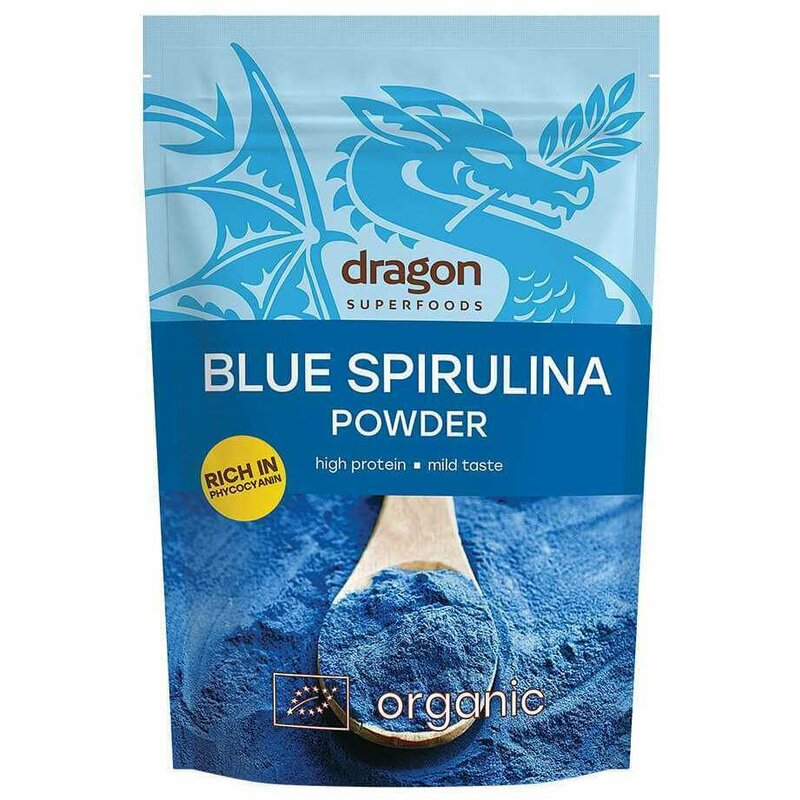 Spirulina albastra pulbere bio 75g Dragon Superfoods