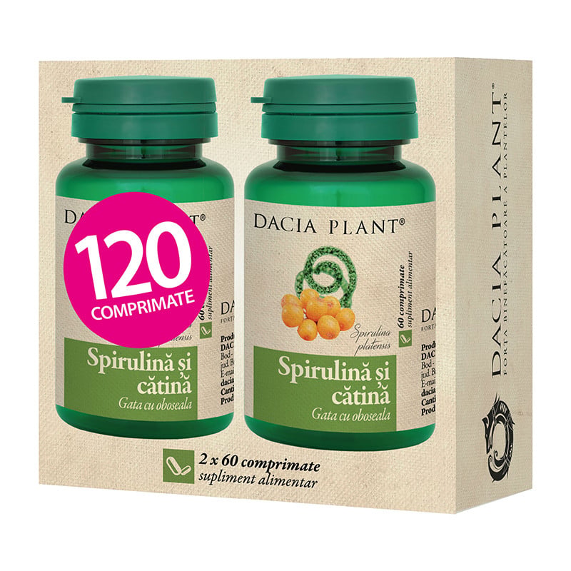 Spirulina si catina, 120 comprimate, Dacia Plant