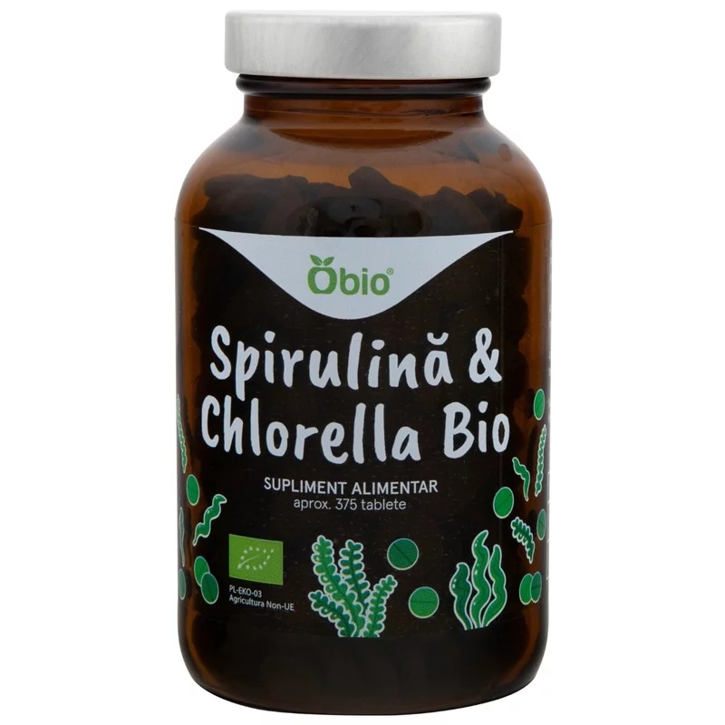 Spirulina si chlorella tablete Bio, 150g, Obio