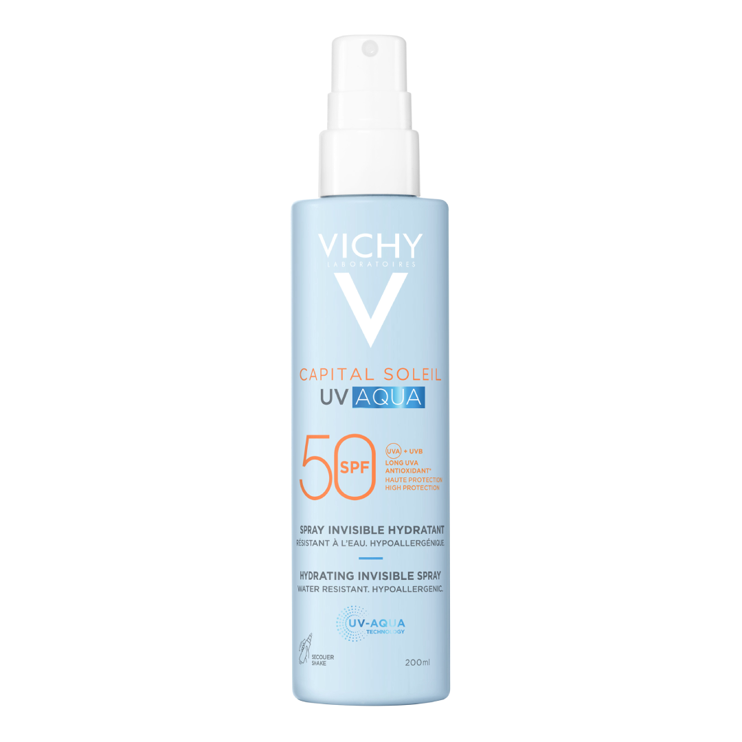 Spray hidratant pentru fata si corp SPF50, Capital Soleil UV Aqua, 200 ml, Vichy
