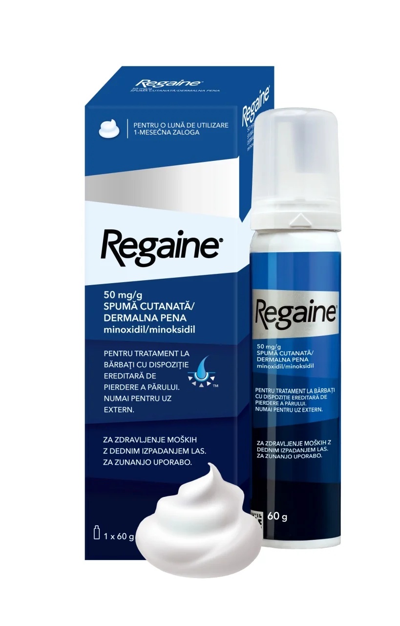 Spuma Regaine 50mg/g impotriva caderii parului la barbati, 60g, Kenvue