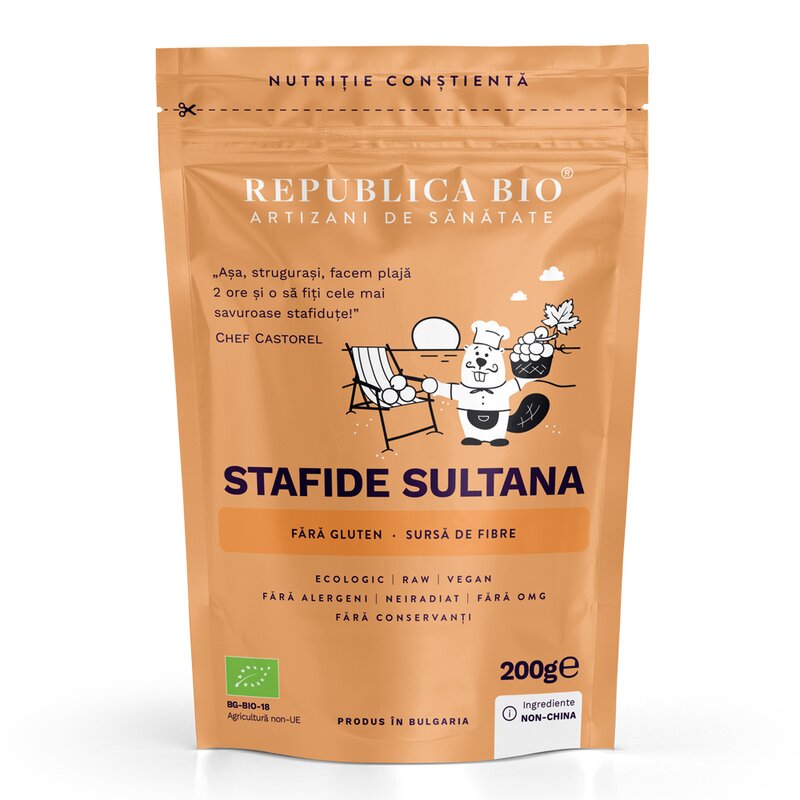 Stafide Sultana ecologice, FARA GLUTEN, 200g, Republica BIO