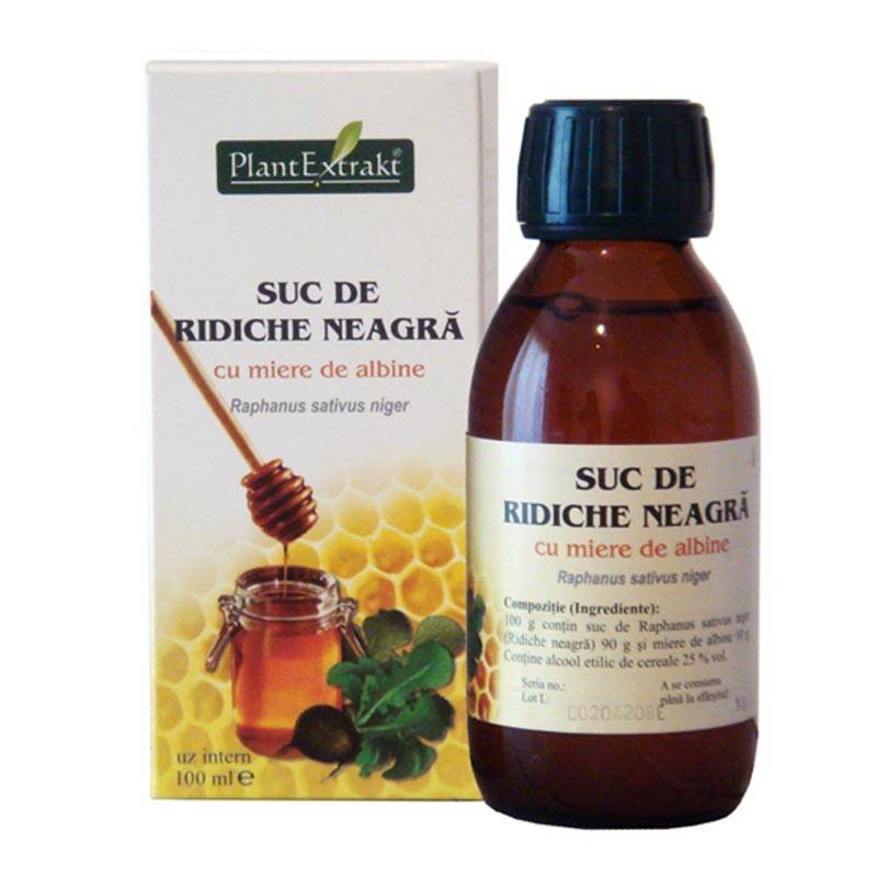 Suc de Ridiche Neagra cu miere de albine, Energotonic, 125ml, PantExtrakt - poza 1