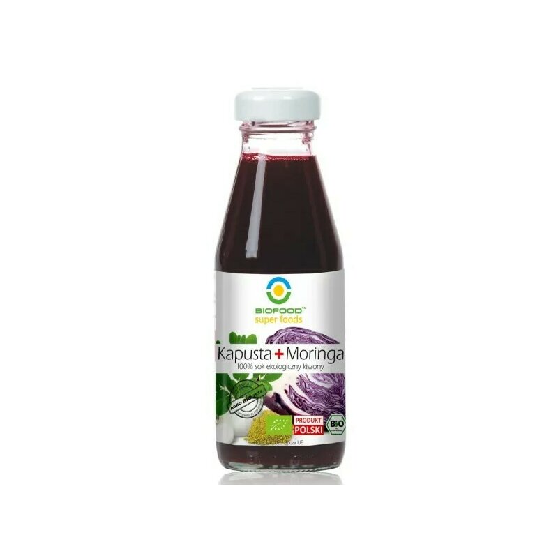Suc de varza rosie lactofermentata si moringa bio 200ml Biofood