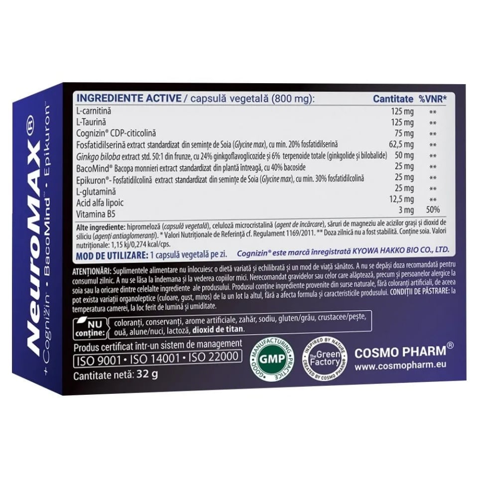 Supliment alimentar Neuromax Total Care, 40 capsule - poza 3