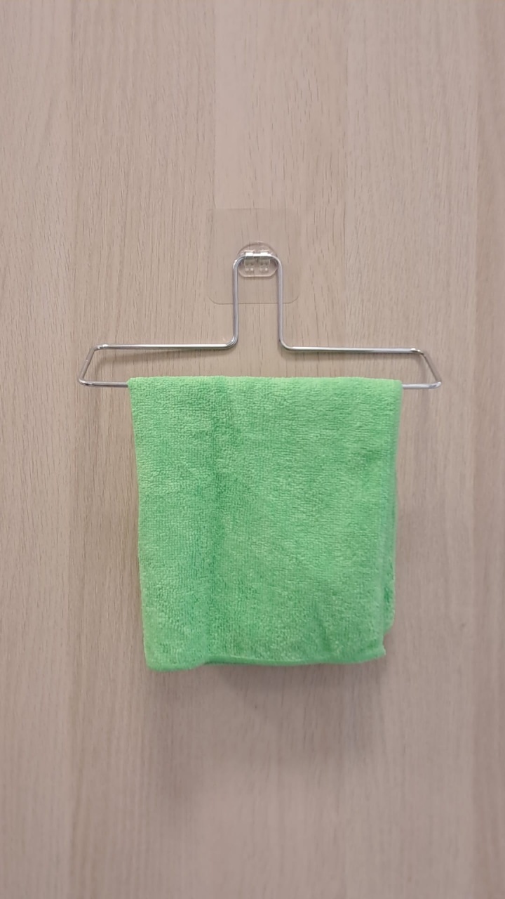 Suport prosoape baie / bucatarie, finisaj cromat, cu prindere prin lipire – montaj rapid in 5 minute fără găurire - poza 2
