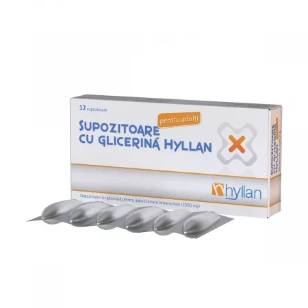 Supozitoare cu glicerina pentru adulti 2500mg, 12 bucati, Hyllan
