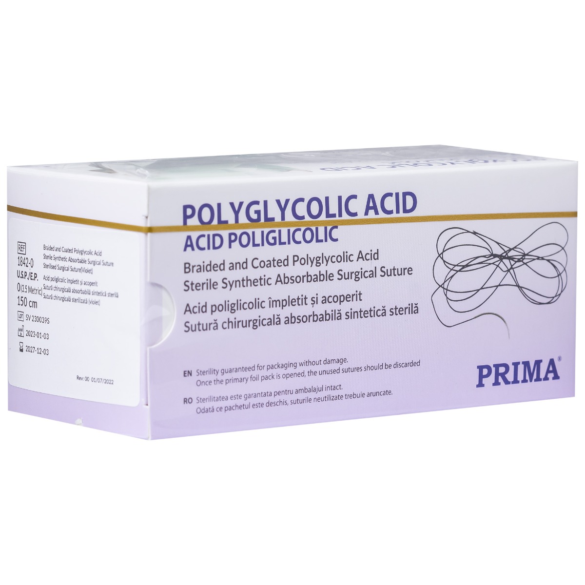 Sutura chirurgicala acid poliglicolic PRIMA 150cm fara ac USP 0