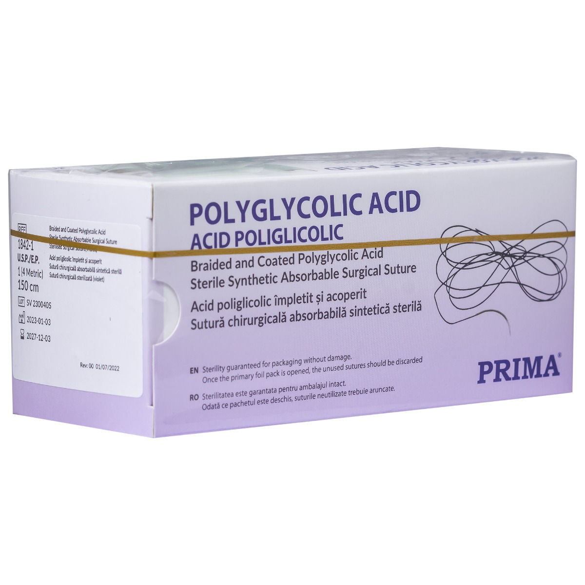 Sutura chirurgicala acid poliglicolic PRIMA 150cm fara ac USP 1