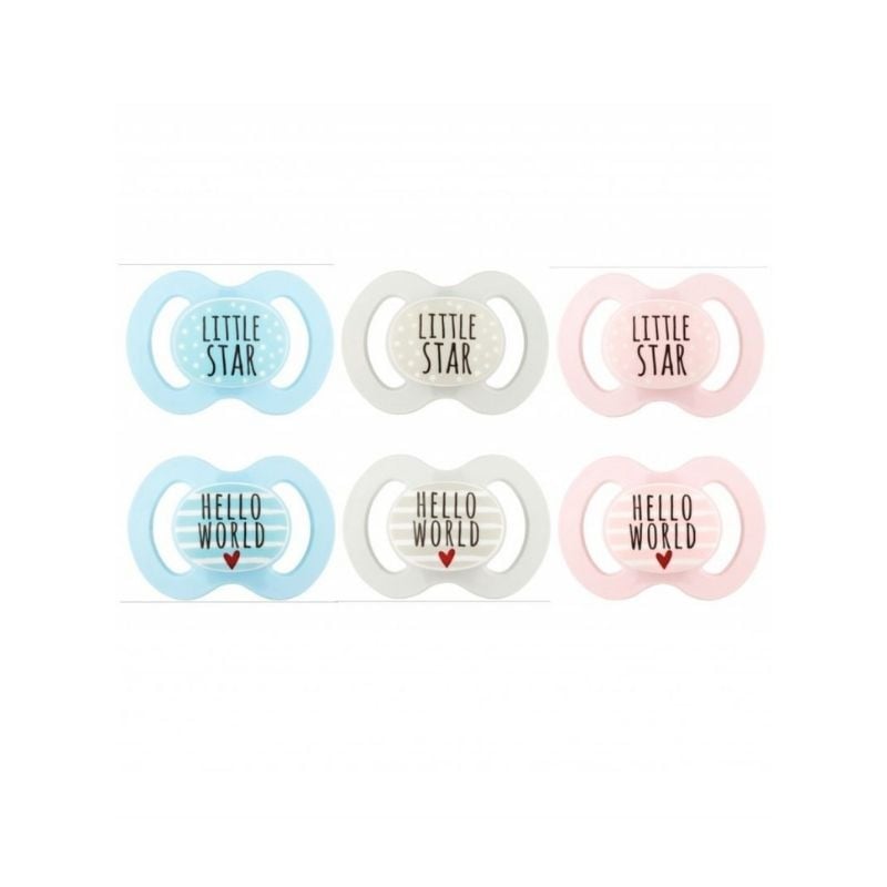 Suzete simetrice decorate fara inel, 0-6 luni, 2 bucati, diverse modele, Baby Nova