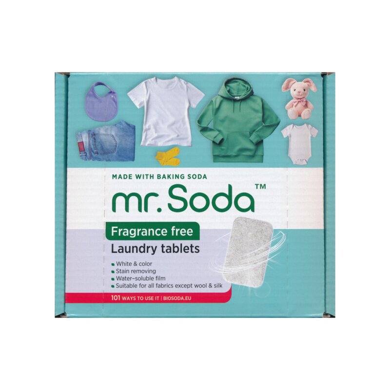 Tablete pentru masina de spalat rufe cu bicarbonat de sodiu 30 bucati x 25g Mr. Soda