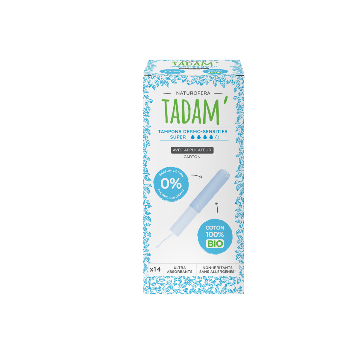 Tampoane BIO hipoalergenice Super cu aplicator, 14 bucati, Tadam