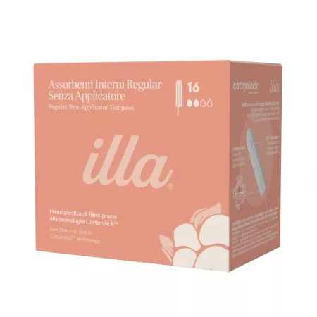 Tampoane interne din bumbac organic, Regular, 16 bucati, Illa