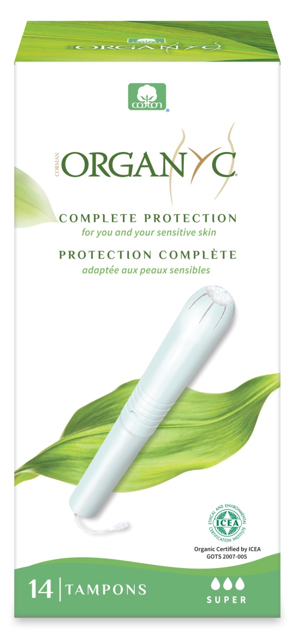 Tampoane Super din bumbac organic cu aplicator, 3 picaturi, 14 bucati, Organyc
