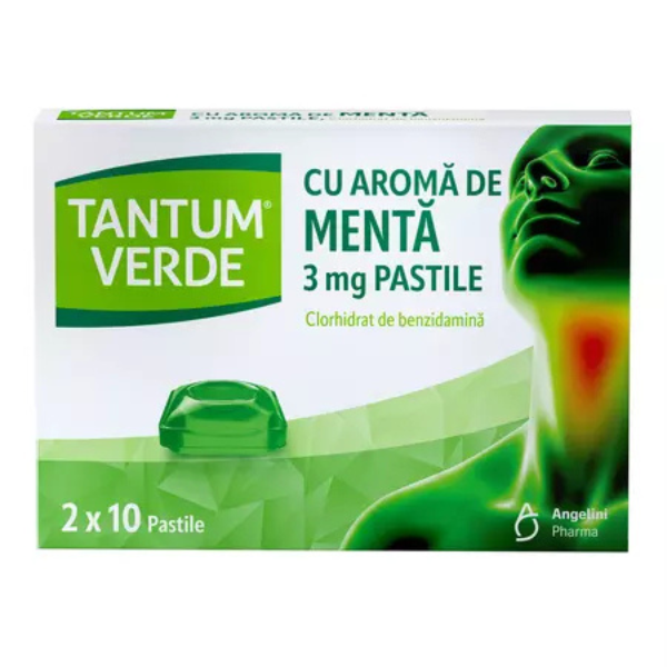 Tantum Verde 3 mg cu aroma de menta, Angelini | 20 pastile