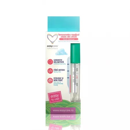 Termometru clasic din sticla fara mercur, EASY00110, EasyCare