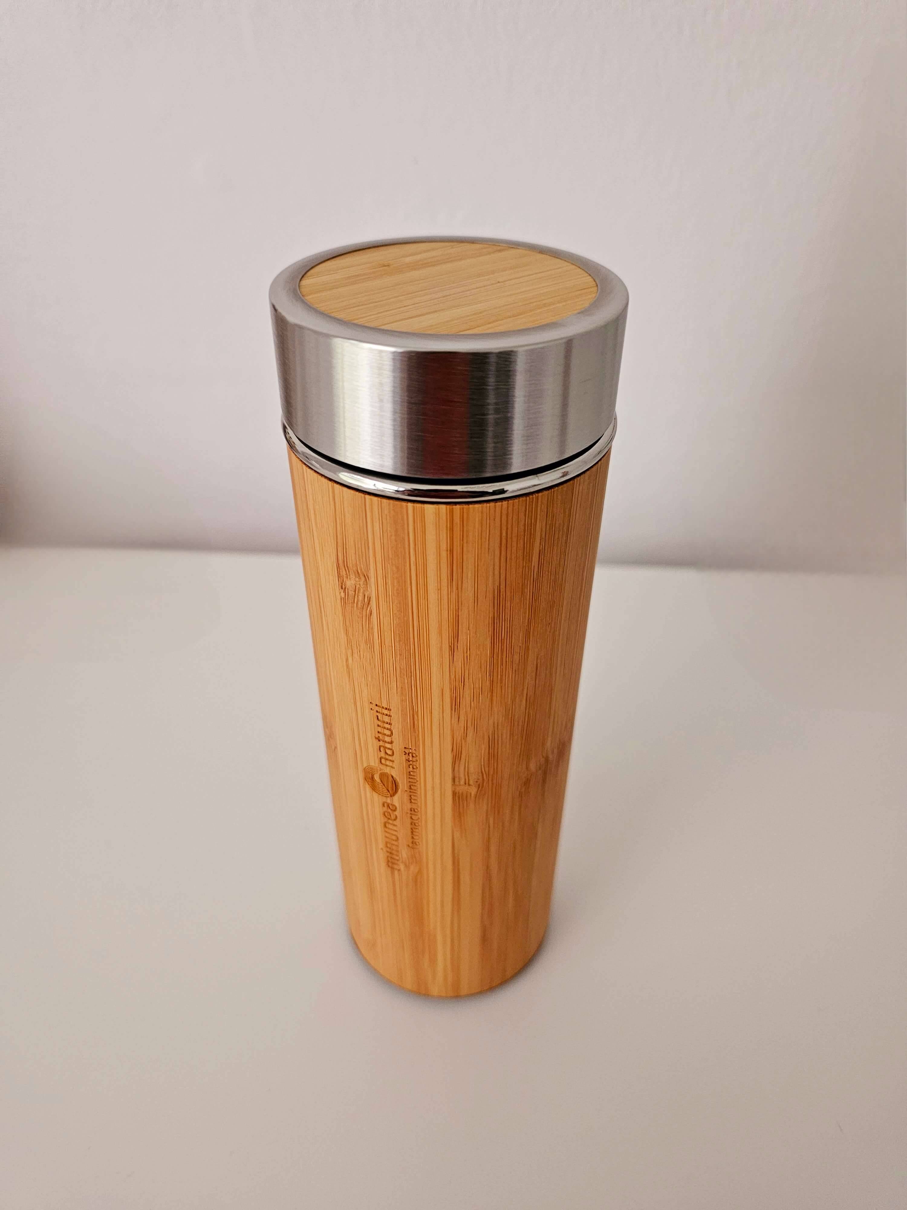 Termos din bambus pentru ceai, 500ml, imprimat - Minunea Naturii - poza 1