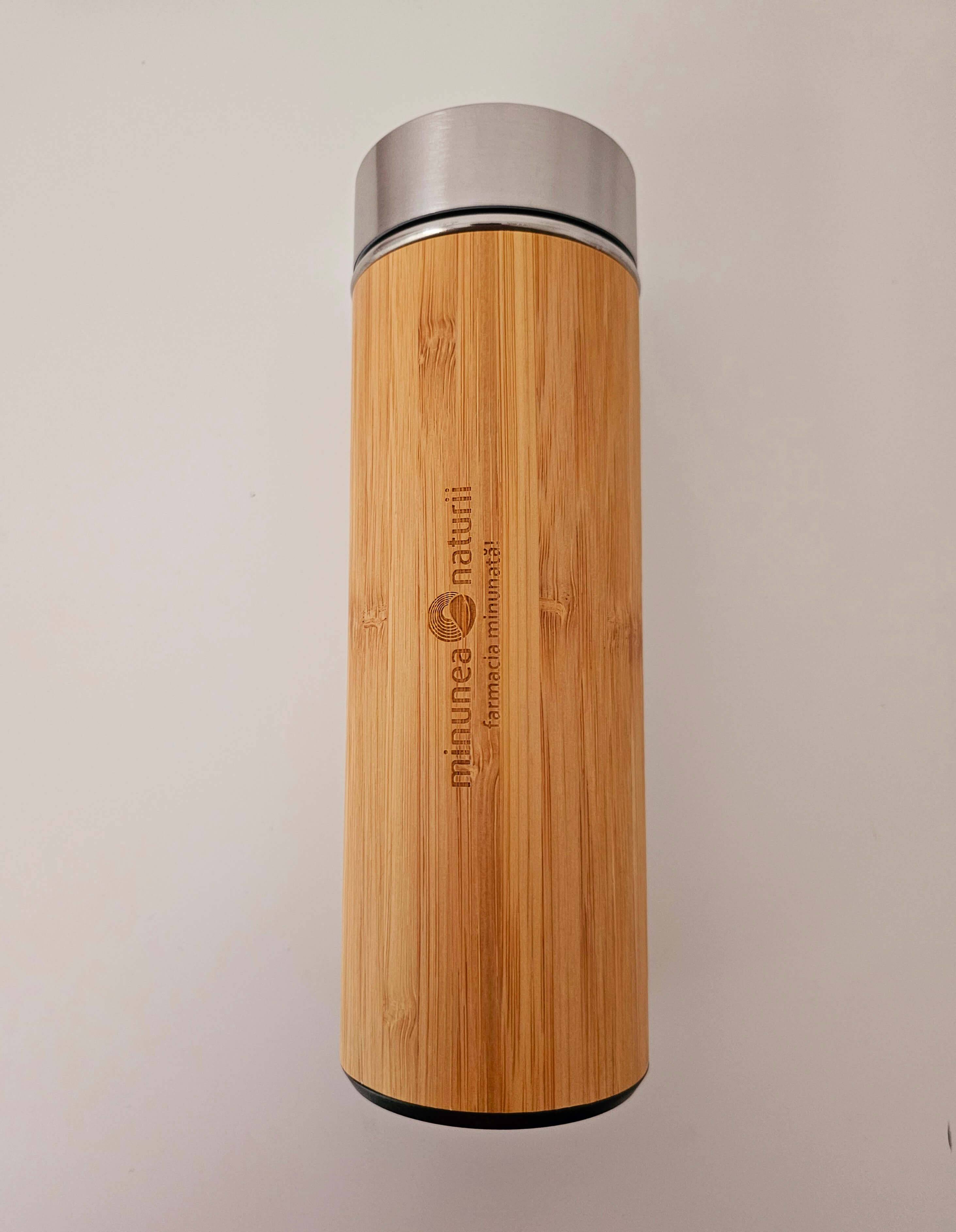 Termos din bambus pentru ceai, 500ml, imprimat - Minunea Naturii - poza 2