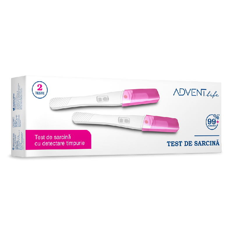 Test de sarcina detectare timpurie tip stilou, 2 bucati, Advent Life