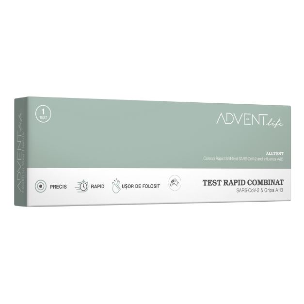 Test rapid combo 3 in 1 pentru Gripa A/B si Covid 19, Advent Life, 1 bucata
