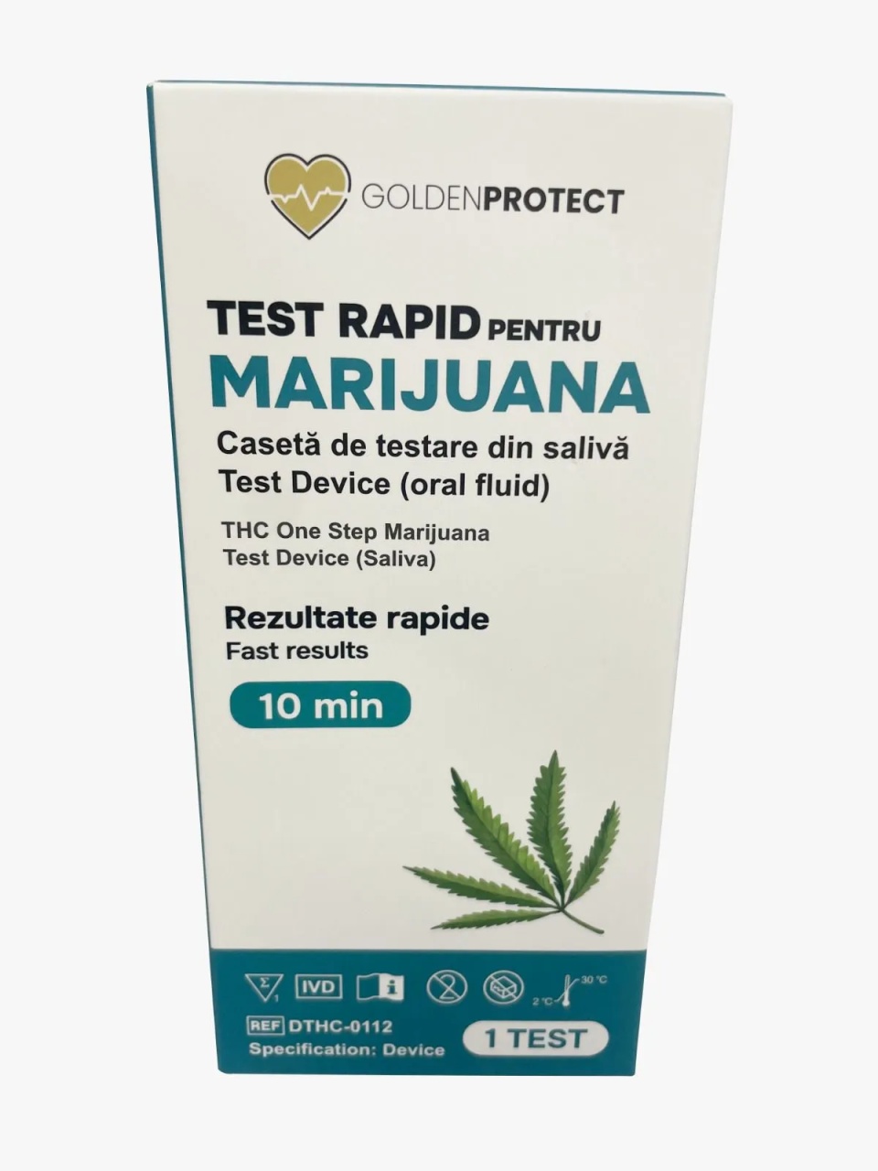 Test rapid pentru depistarea consumului de Marijuana (THC), 1 test, Golden Protect