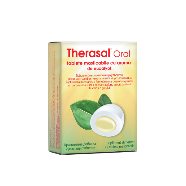 Therasal Oral cu aroma de eucalipt, 12 tablete masticabile, Vedra