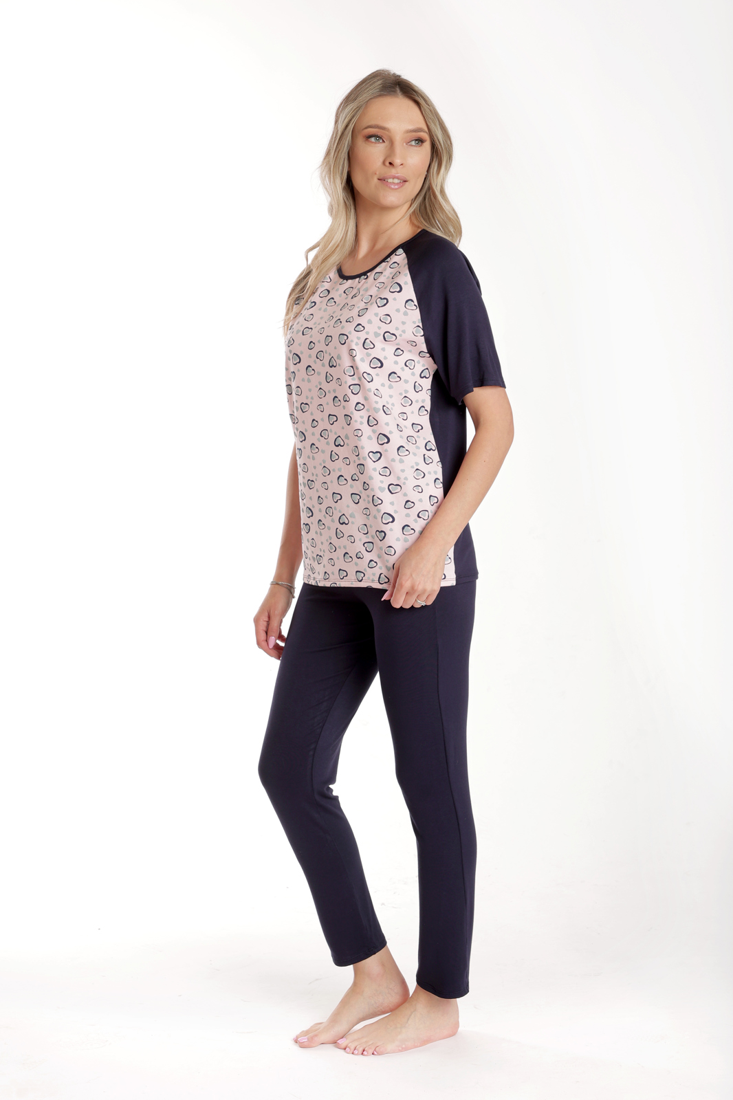 Tinuta dama CV24072 bleumarin/roz inimioare, Cesy | marimea L
