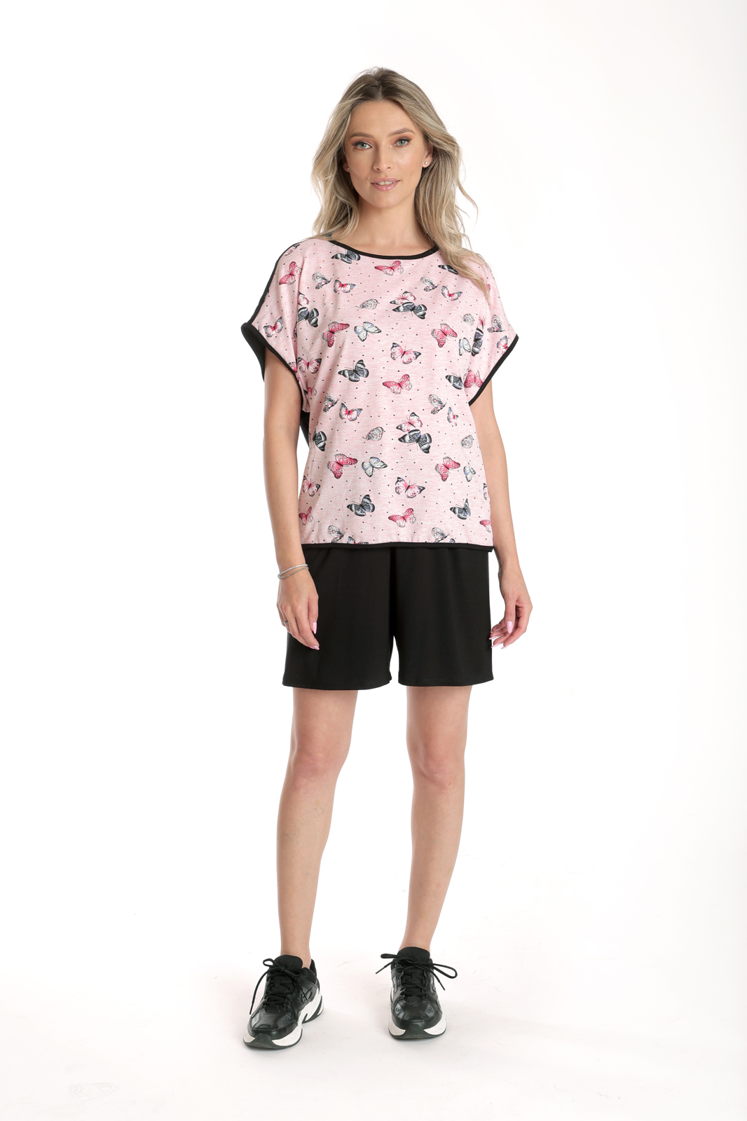 Tinuta de vara CV24068 negru/roz fluture, Cesy | marimea S