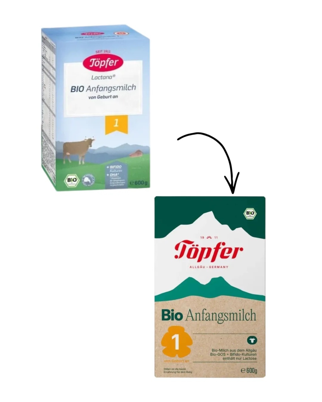 TOPFER Bio 1 lactana lapte, 600g