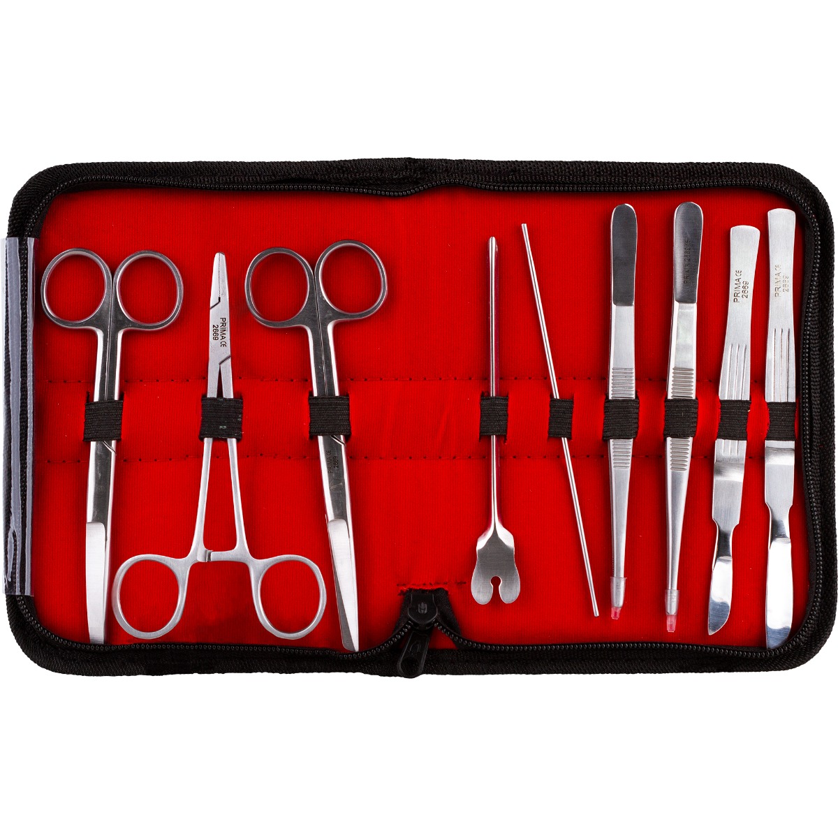 Trusa de disectie PRIMA - 9 instrumente chirurgicale inox pentru uz veterinar si educational