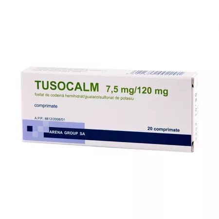 Tusocalm 7,5mg/120mg, 20 comprimate, Arena