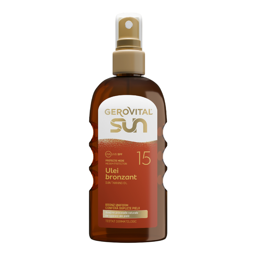 Ulei bronzant pentru plaja SPF15 Sun, 150 ml, Gerovital