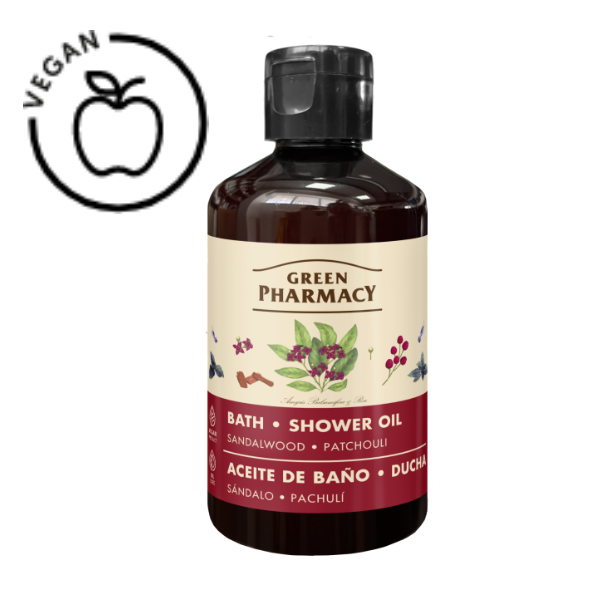 Ulei de baie si dus Lemn de Santal si Patchouli, Green Pharmacy | 250 ml