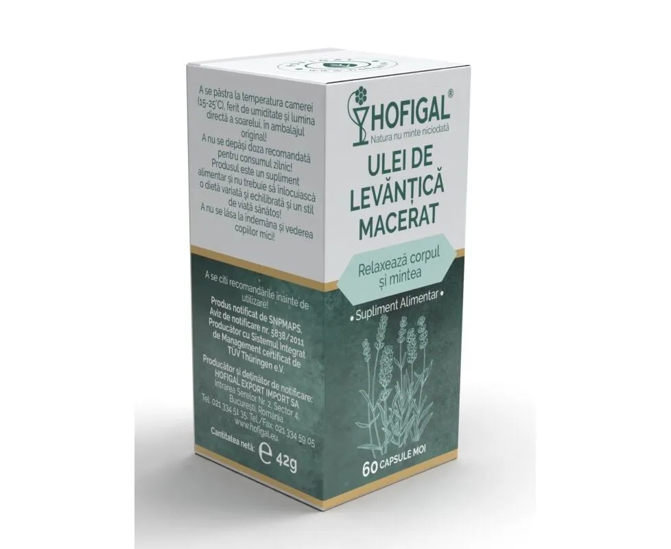 Ulei de levantica macerat, 60 capsule, Hofigal