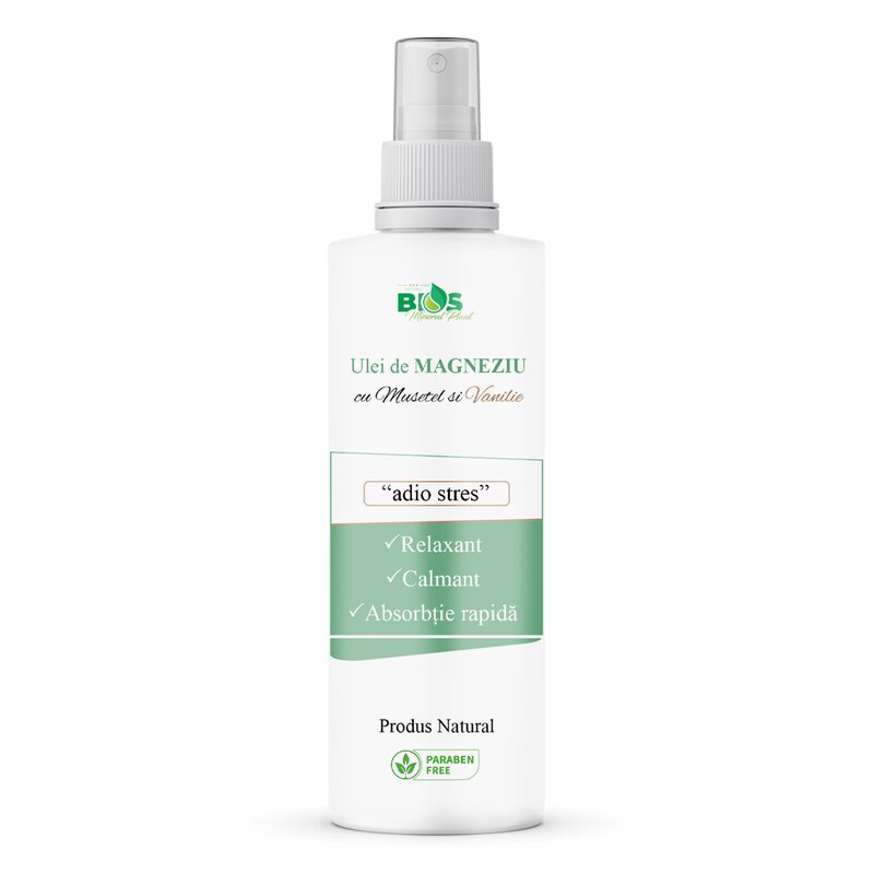 Ulei de Magneziu cu Musetel si Vanilie Adio Stres, 200 ml Bios Mineral Plant